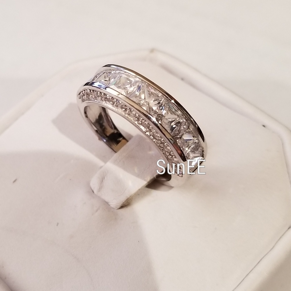 New 925 Sterling Silver Mens Wedding Band Ring